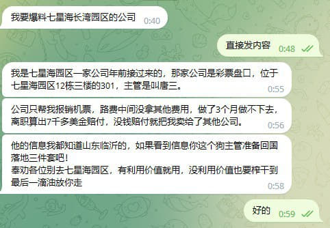 网友爆料：我是园区一家公司年前接过来的，那家公司是彩票盘口，位于七星海...